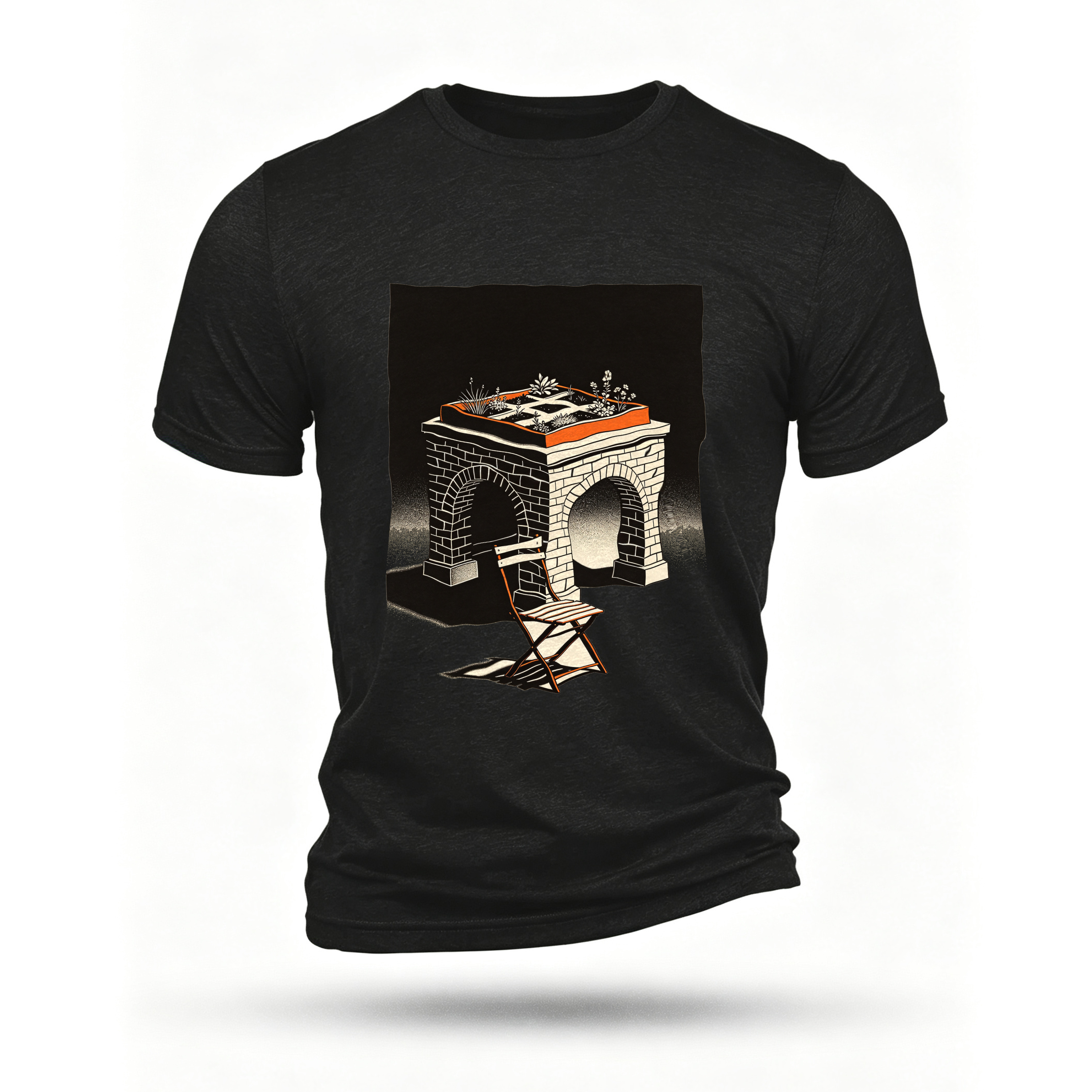 Black T-shirt, front print