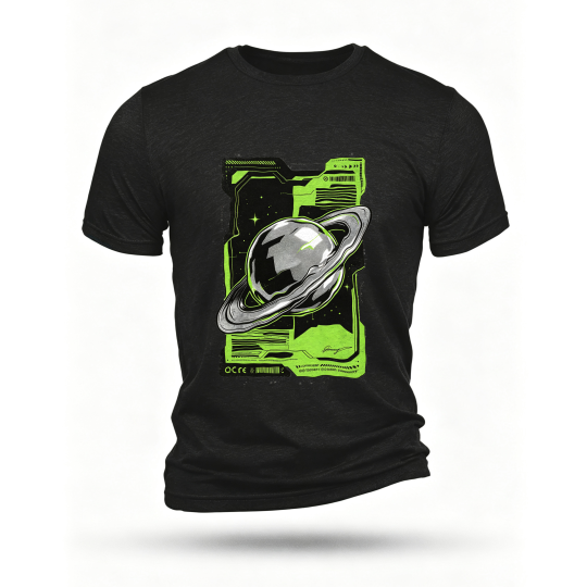 Black T-shirt, front print