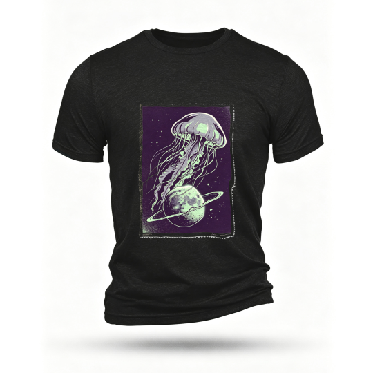 Black T-shirt, front print