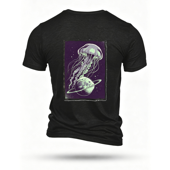 Black T-shirt, back print