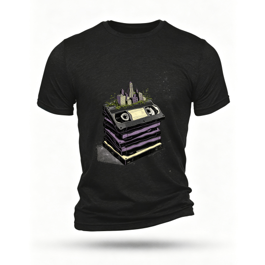 Black T-shirt, front print