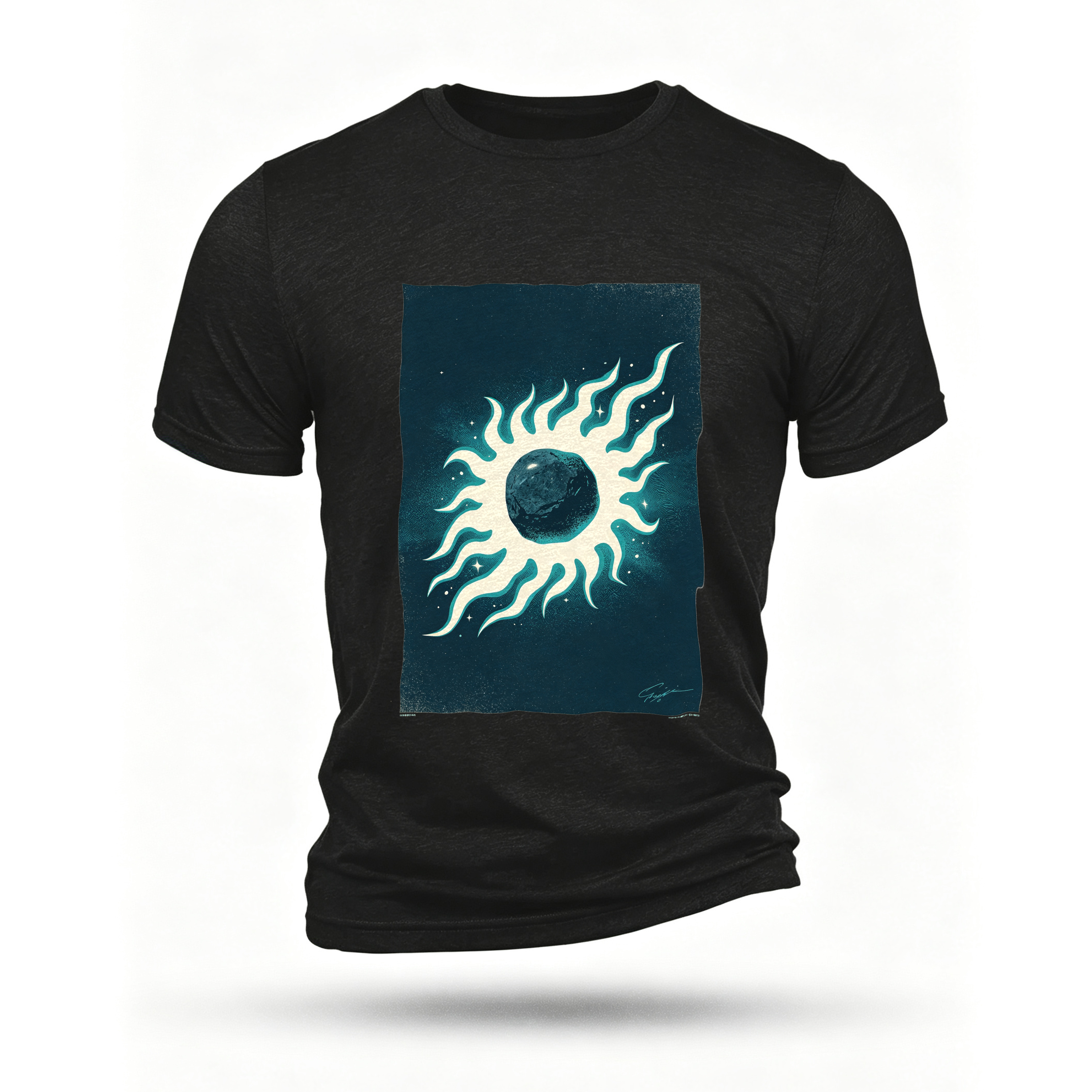Black T-shirt, front print