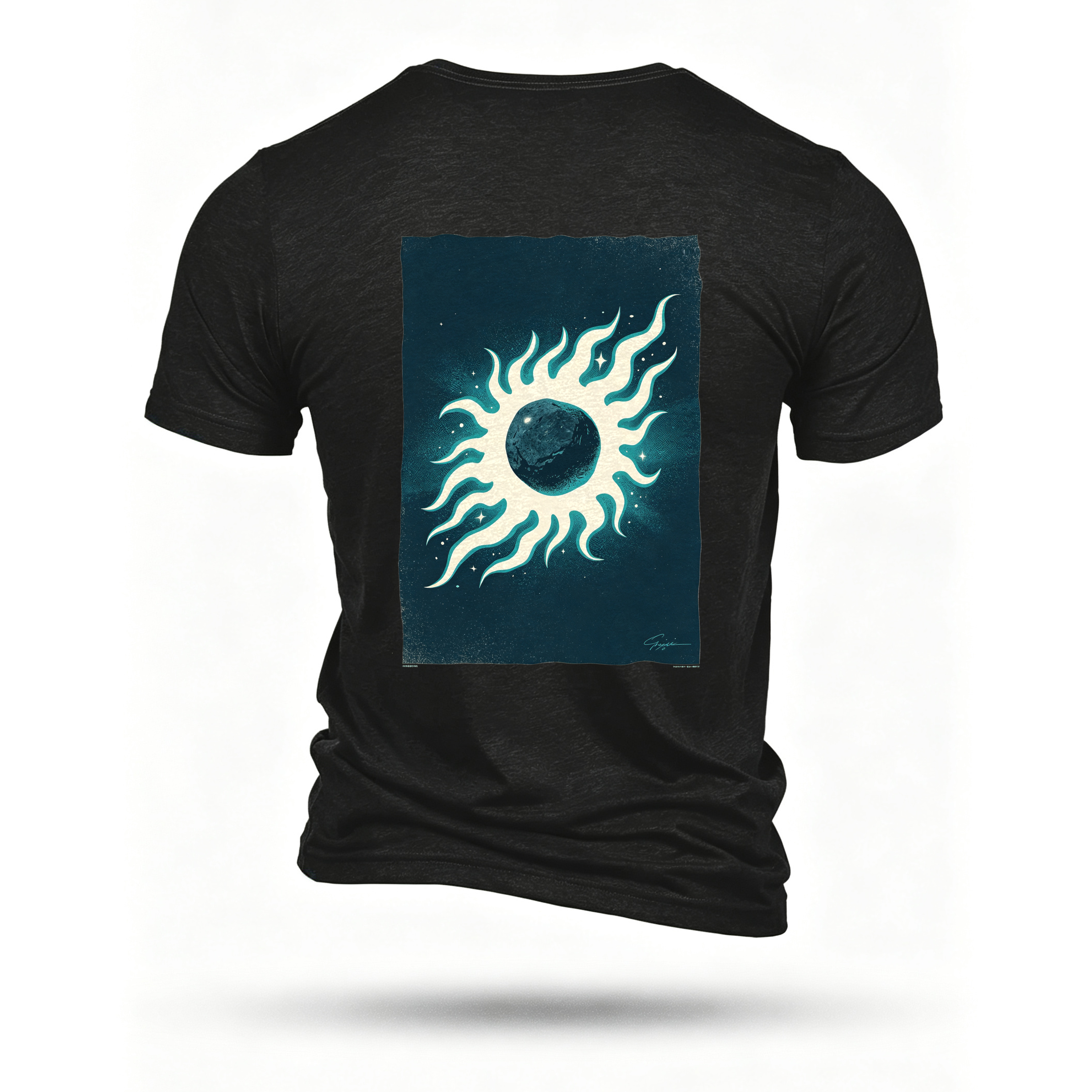 Black T-shirt, back print