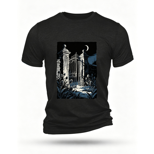 Black T-shirt, front print