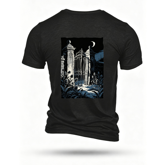 Black T-shirt, back print