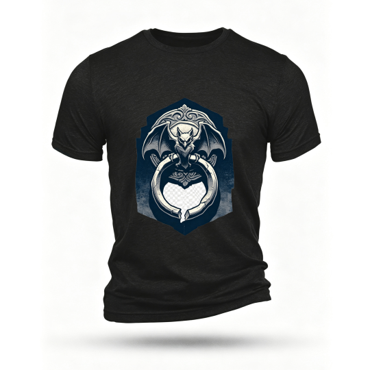 Black T-shirt, front print