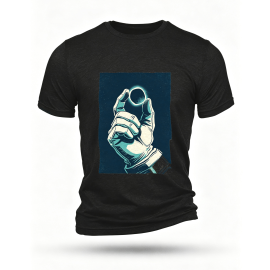 Black T-shirt, front print