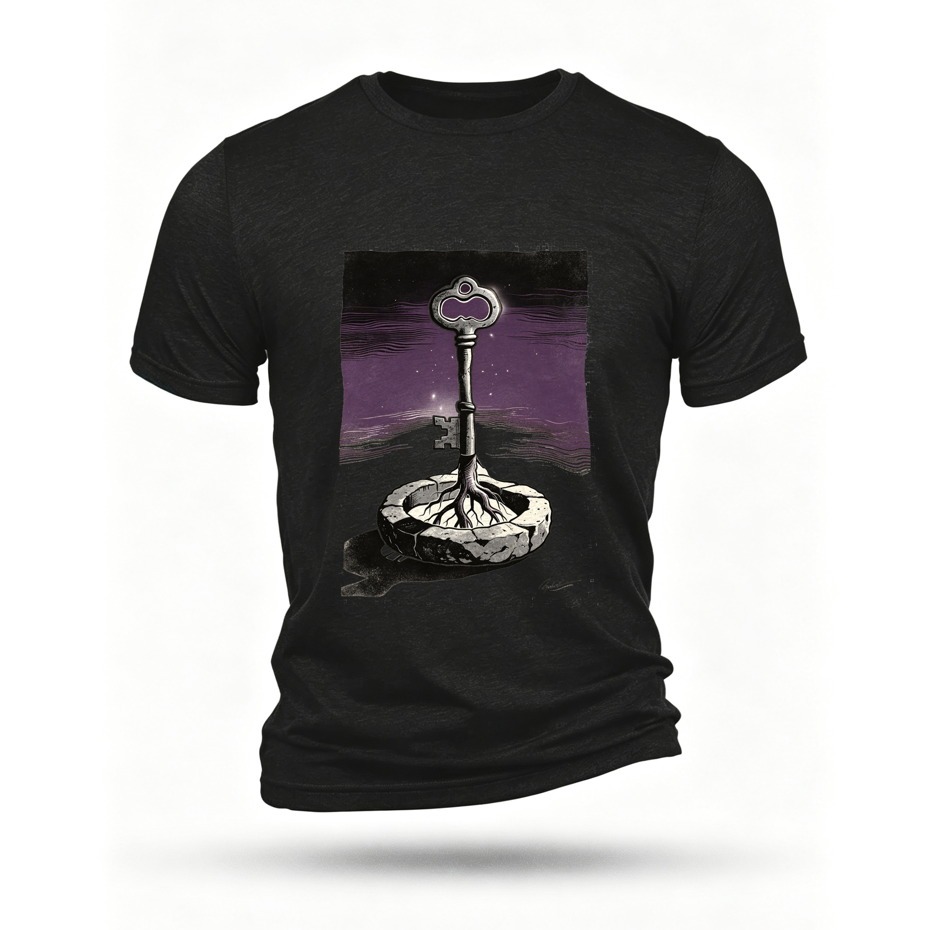 Black T-shirt, front print