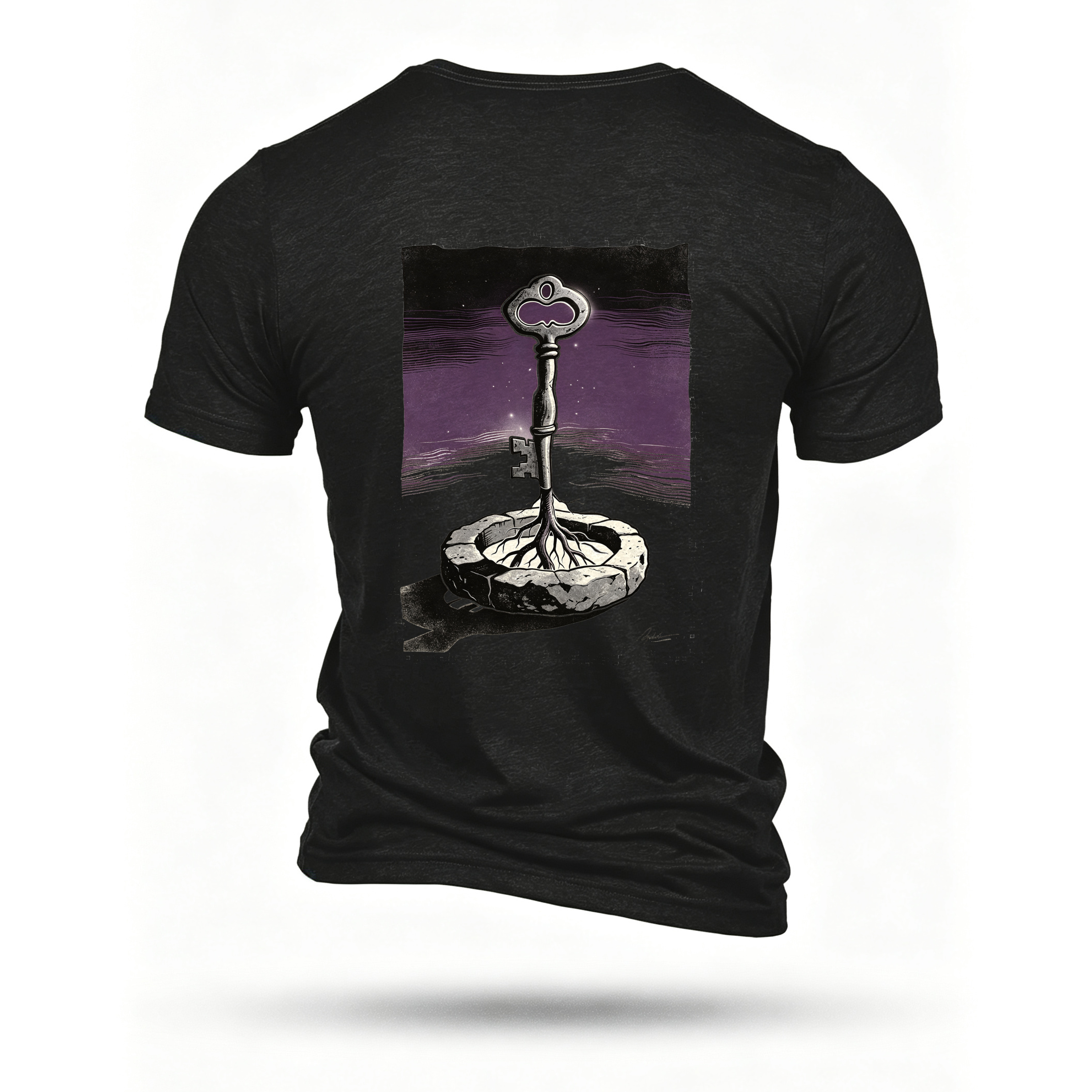 Black T-shirt, back print