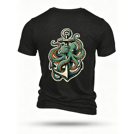 Black T-shirt, back print