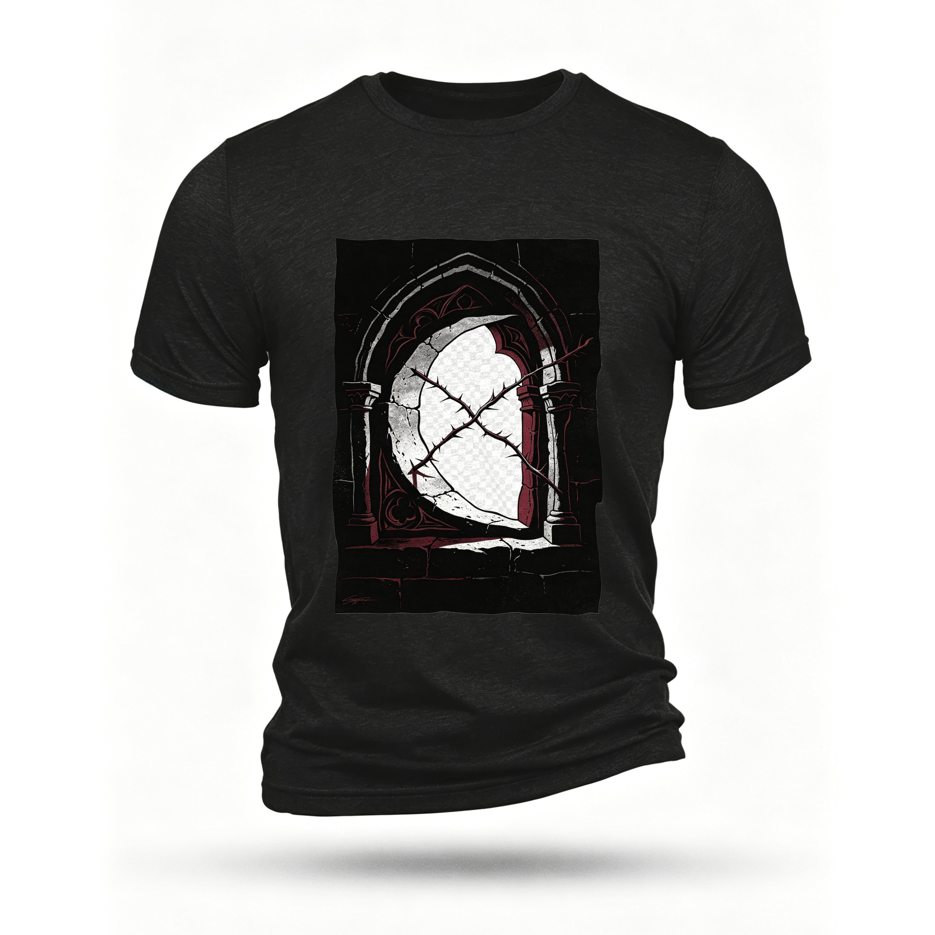 Black T-shirt, front print
