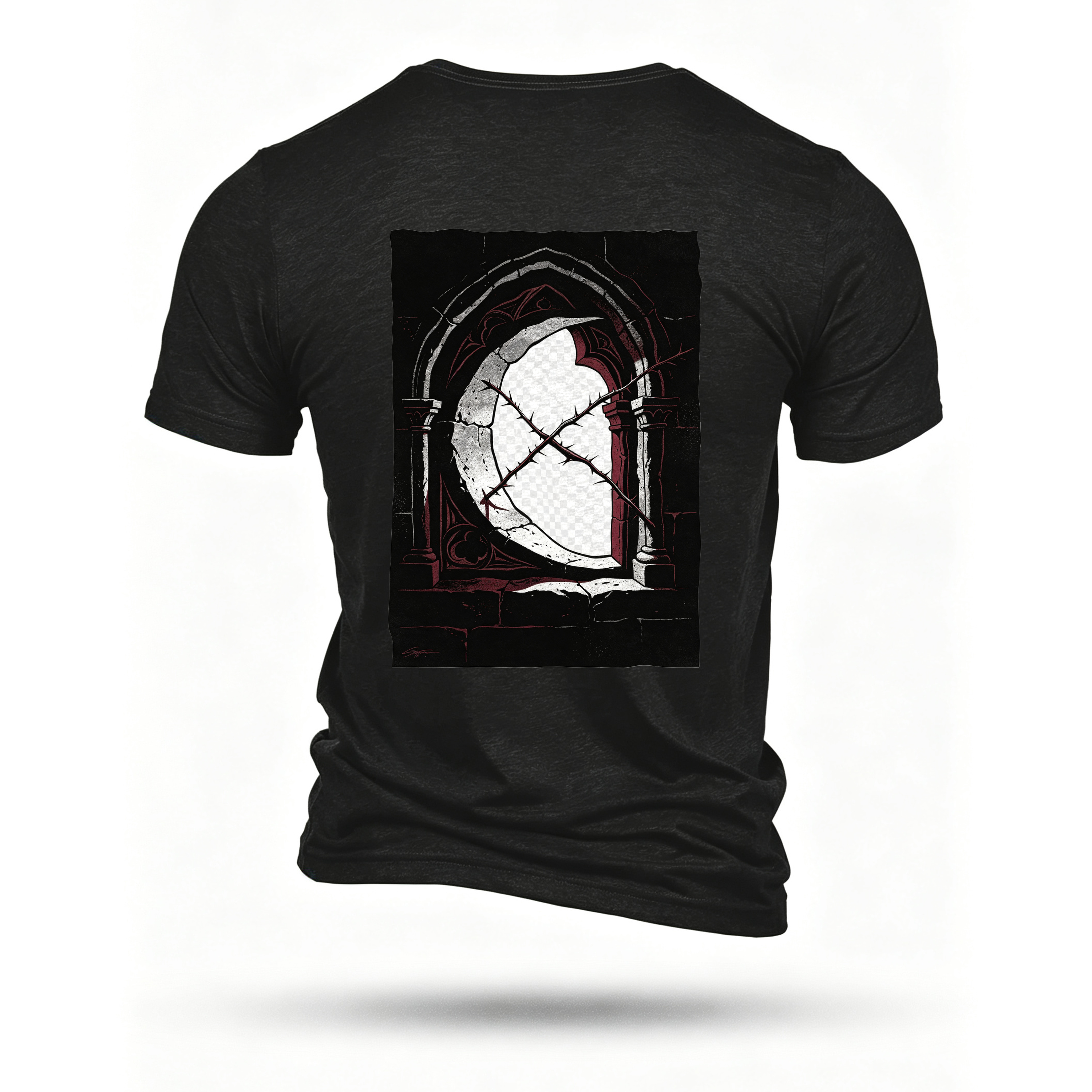 Black T-shirt, back print