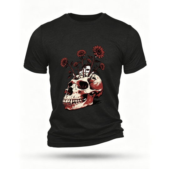 Black T-shirt, front print