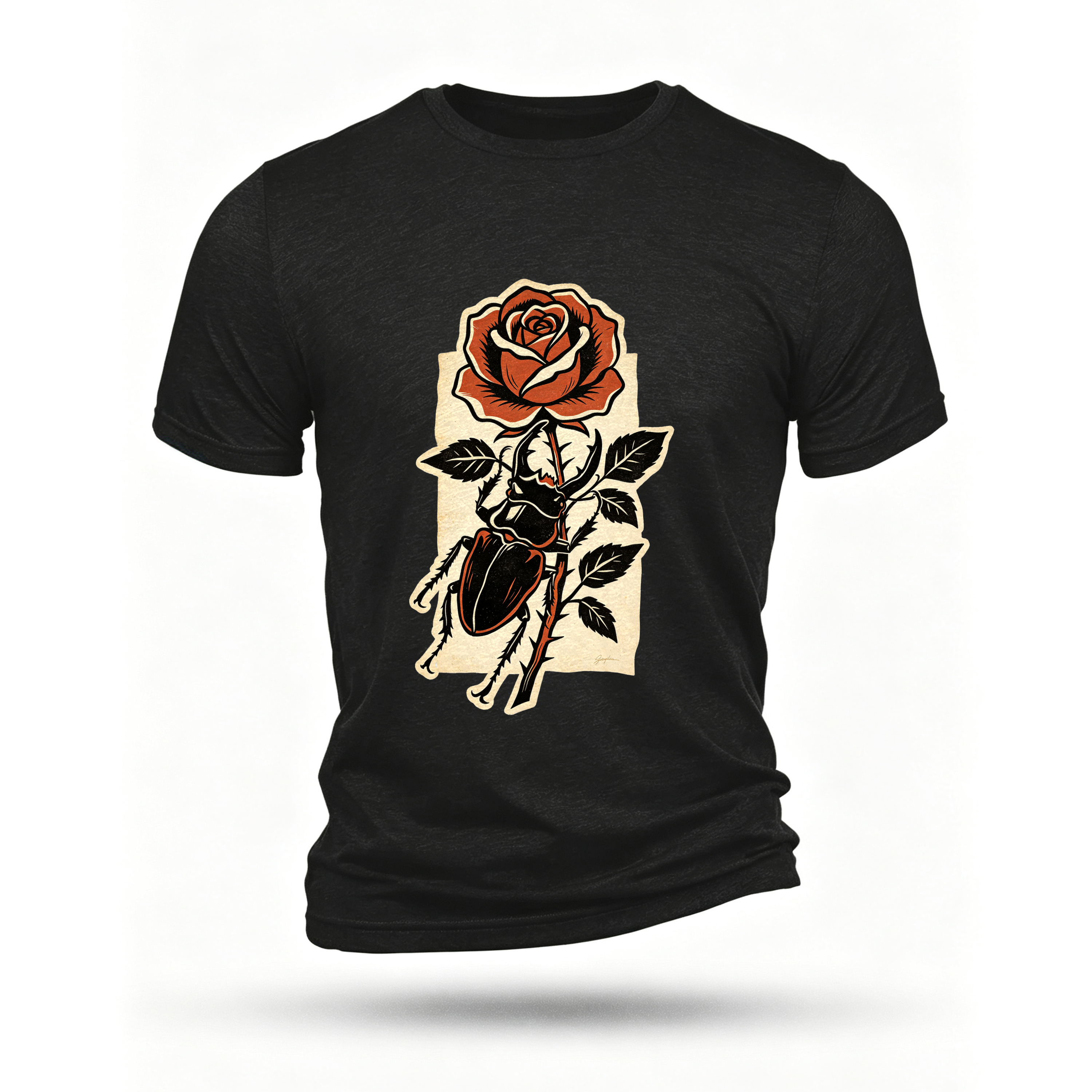 Black T-shirt, front print
