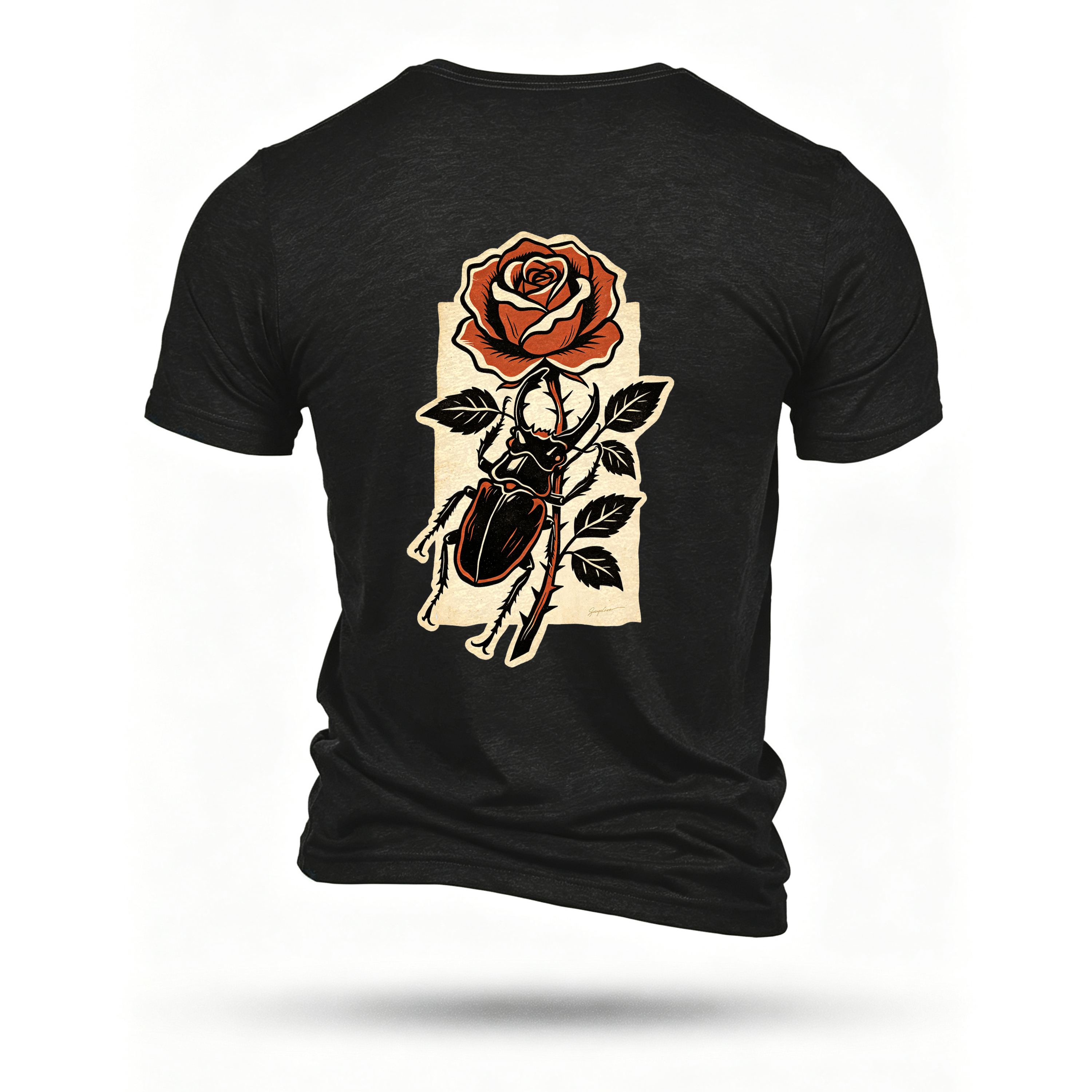 Black T-shirt, back print