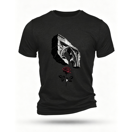 Black T-shirt, front print