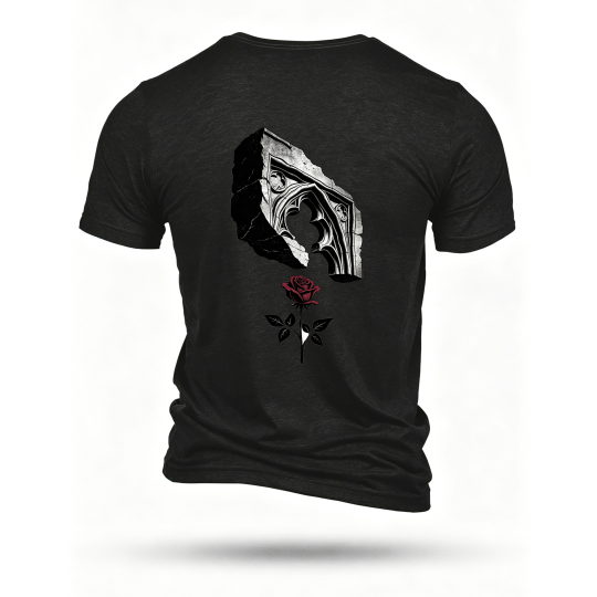 Black T-shirt, back print