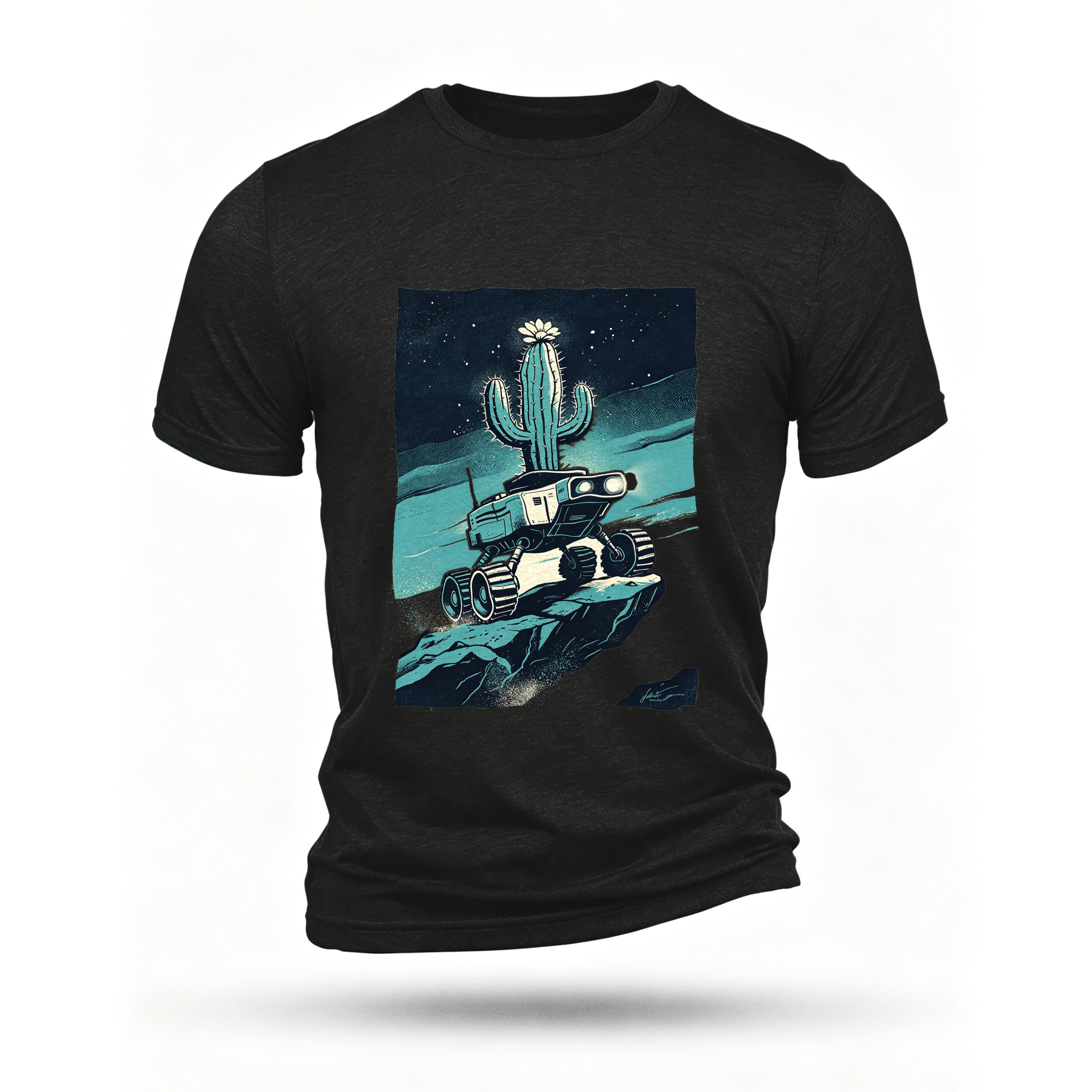 Black T-shirt, front print