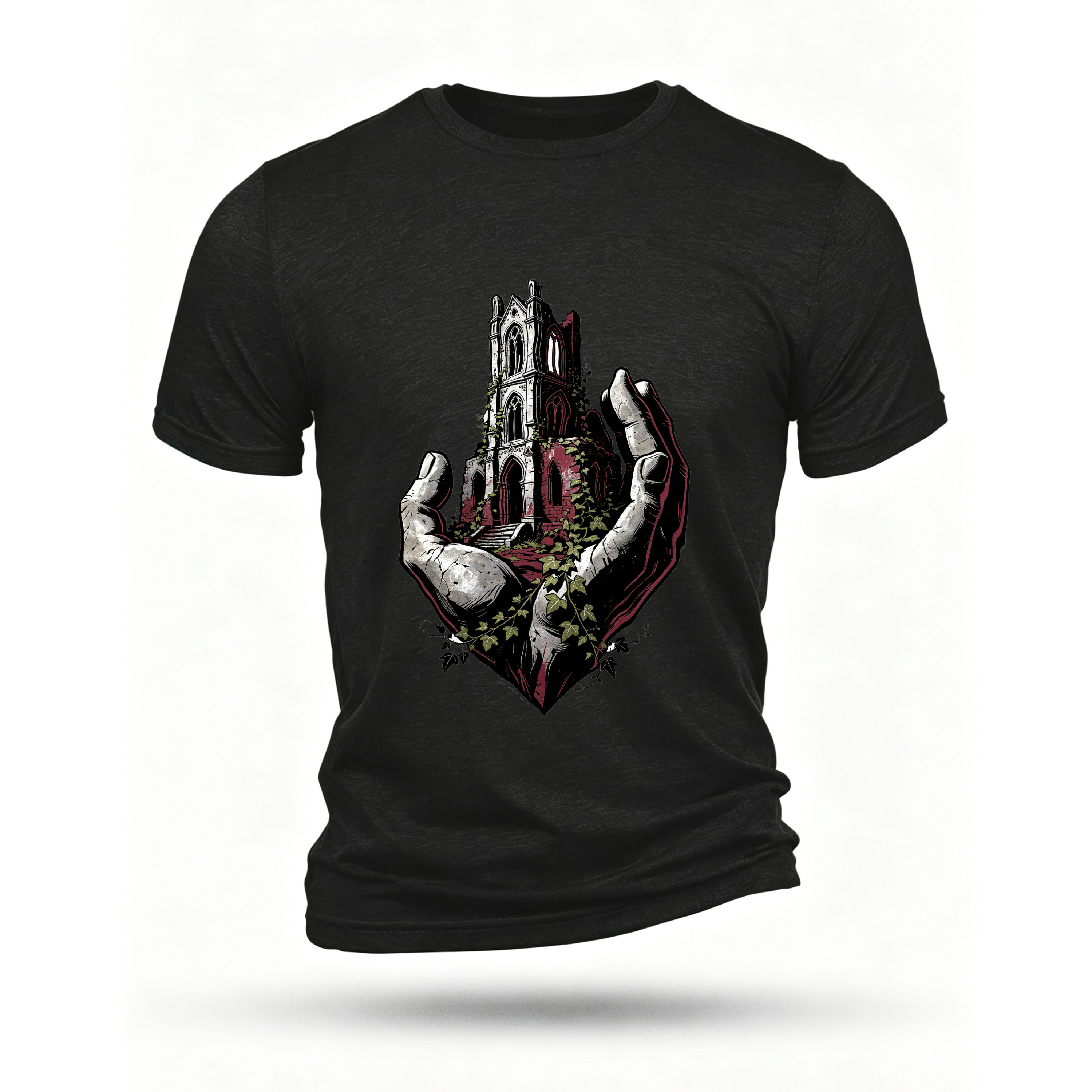Black T-shirt, front print