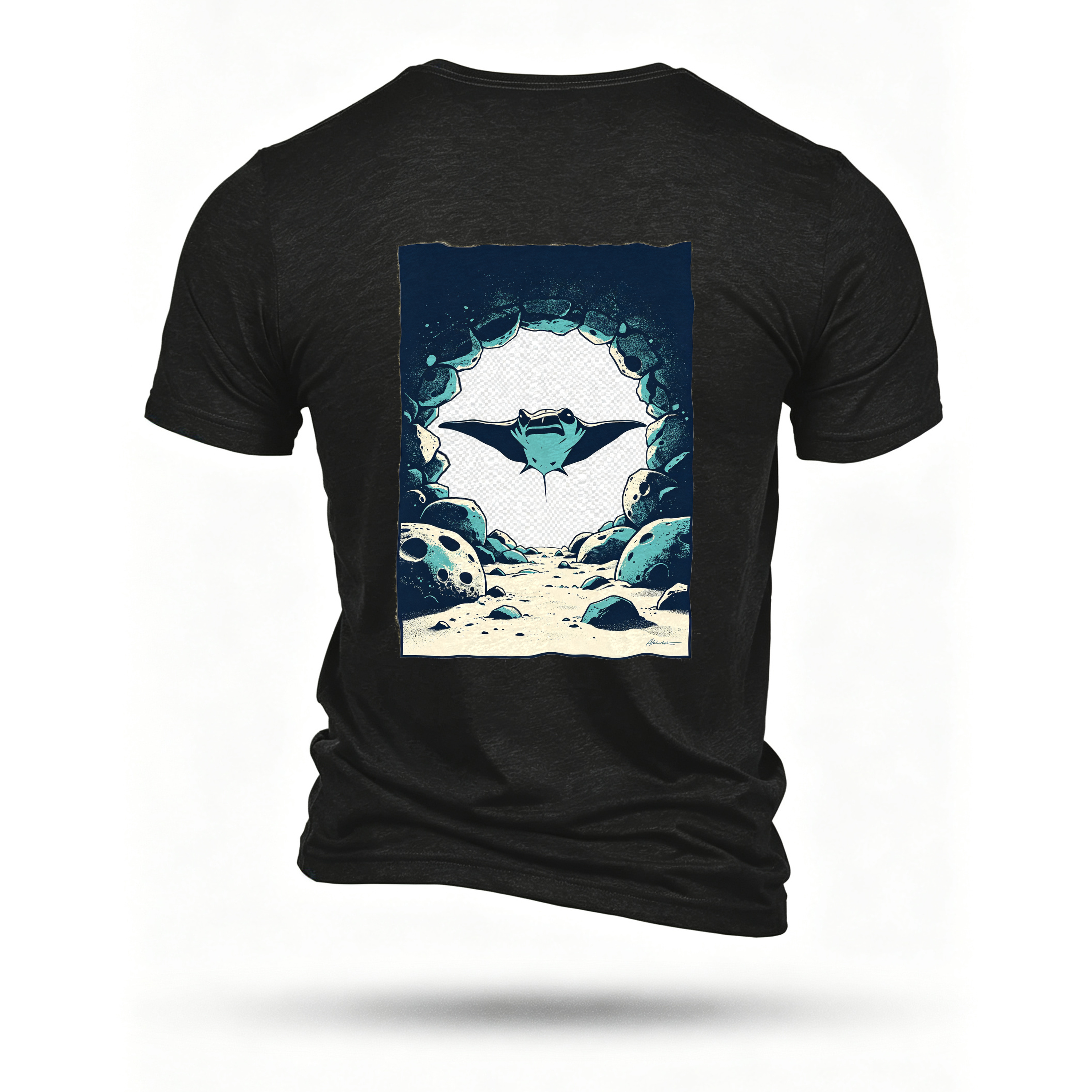 Black T-shirt, back print