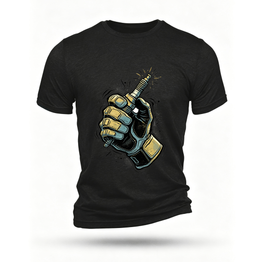 Black T-shirt, front print