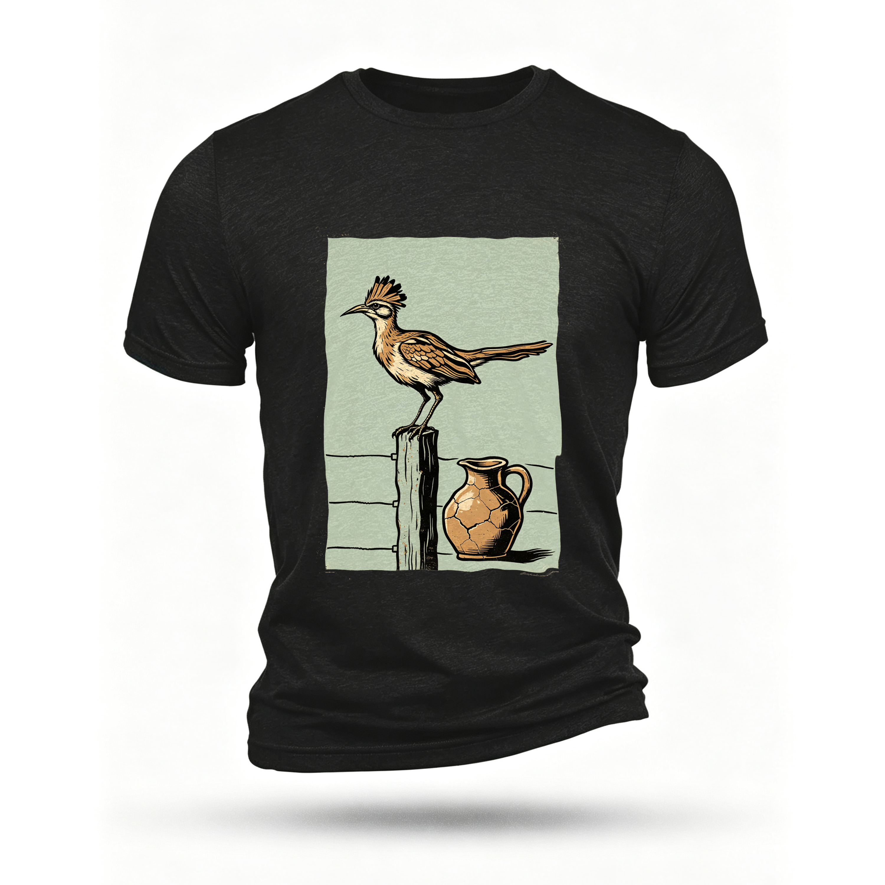 Black T-shirt, front print