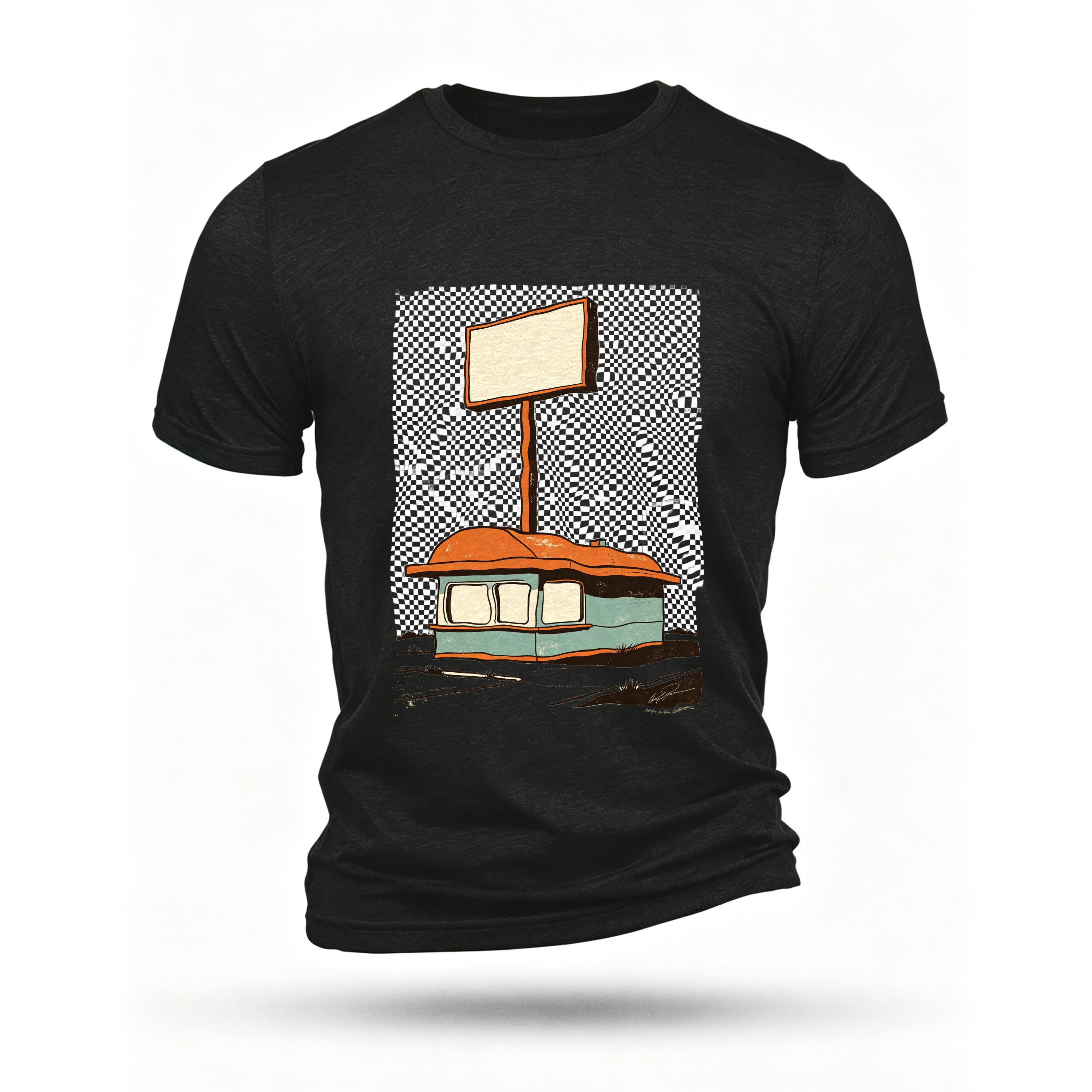 Black T-shirt, front print