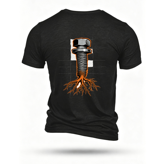 Black T-shirt, back print