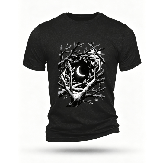 Black T-shirt, front print