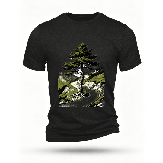 Black T-shirt, front print