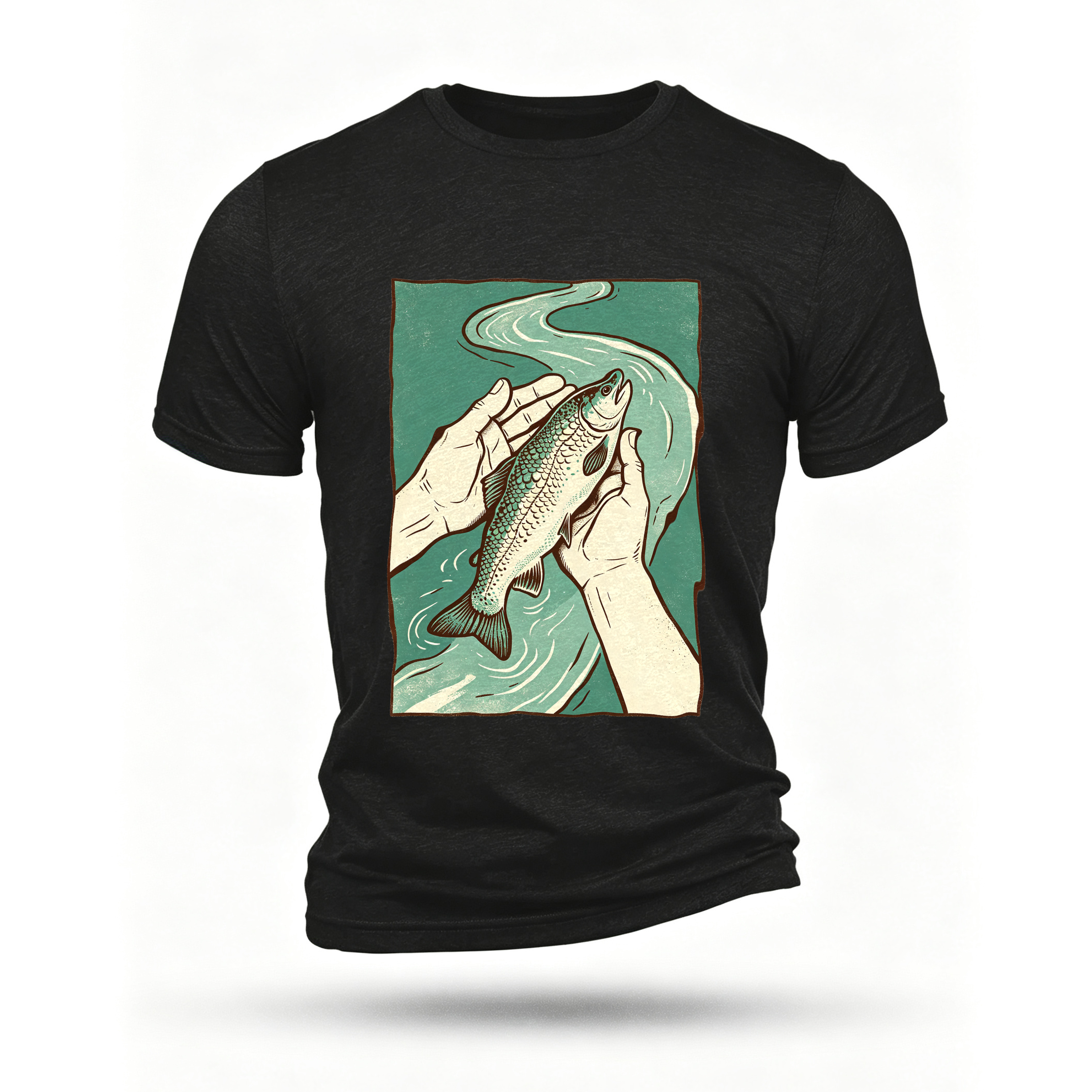 Black T-shirt, front print