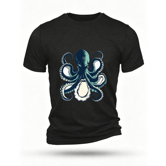 Black T-shirt, front print