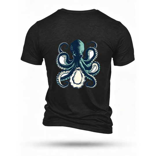 Black T-shirt, back print