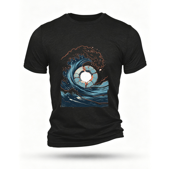 Black T-shirt, front print
