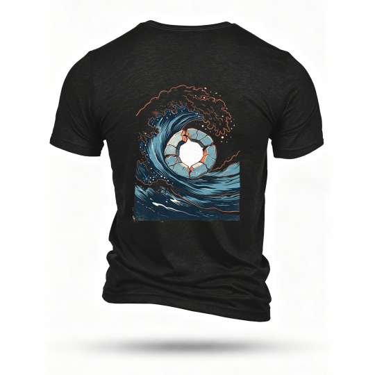Black T-shirt, back print