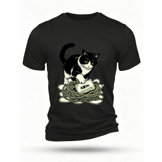 Black T-shirt, front print