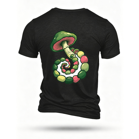 Black T-shirt, back print
