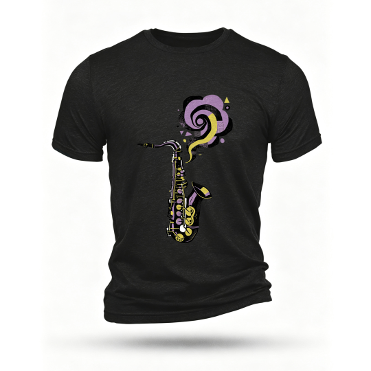 Black T-shirt, front print