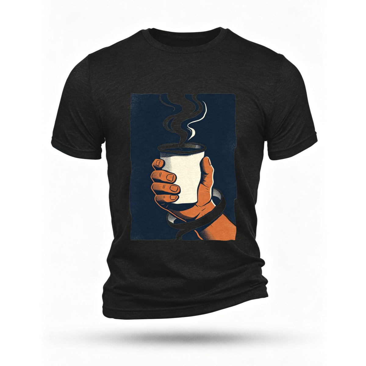 Black Takeaway Coffee Hand graphic T-shirt for a casual weekend look