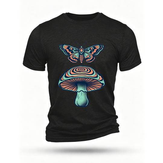 Black T-shirt, front print