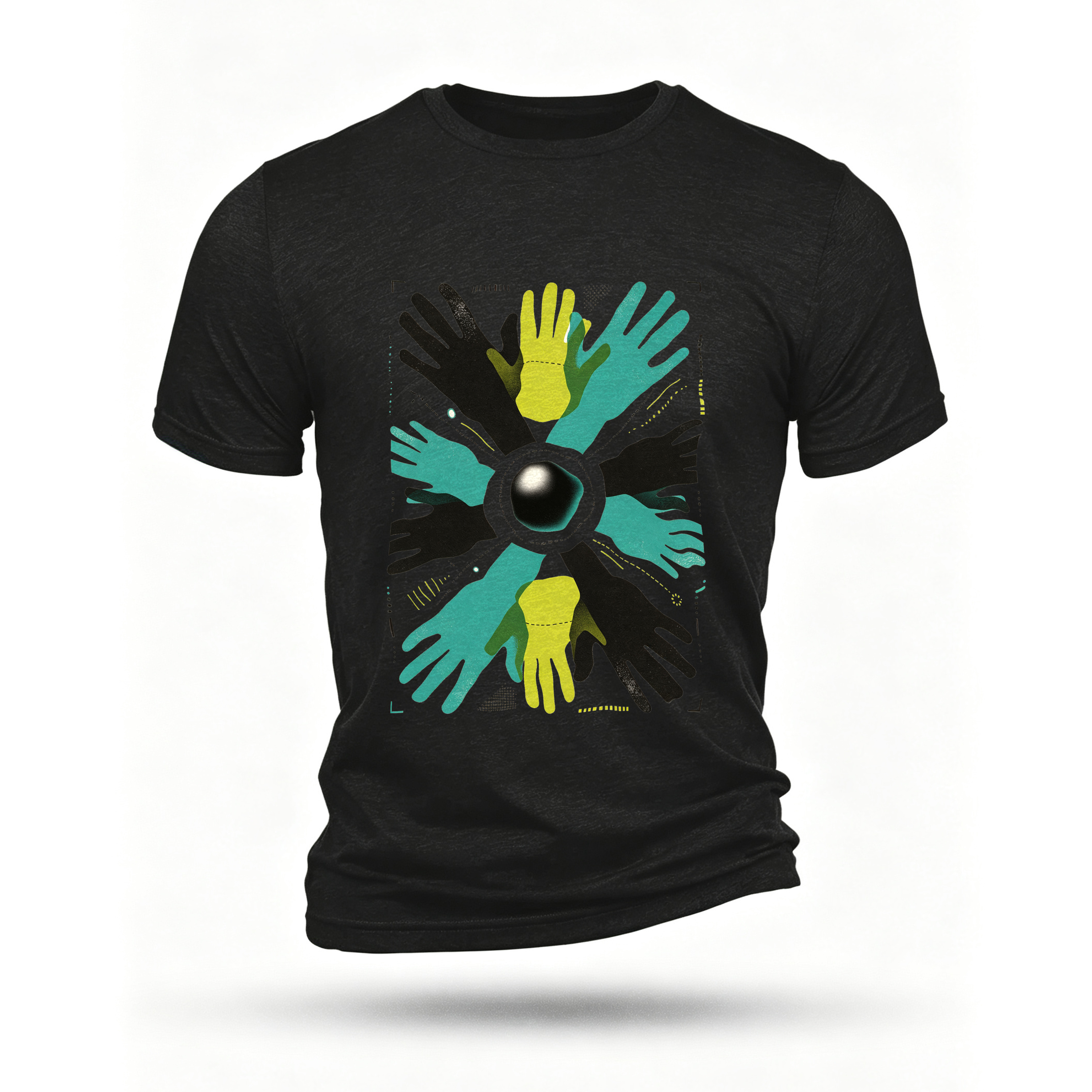 Black T-shirt, front print