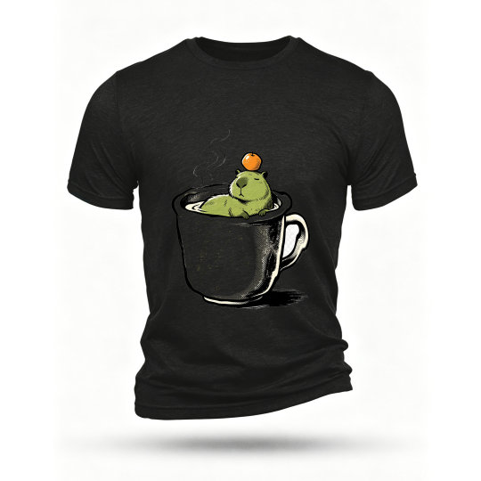 Black T-shirt, front print