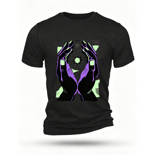 Black T-shirt, front print