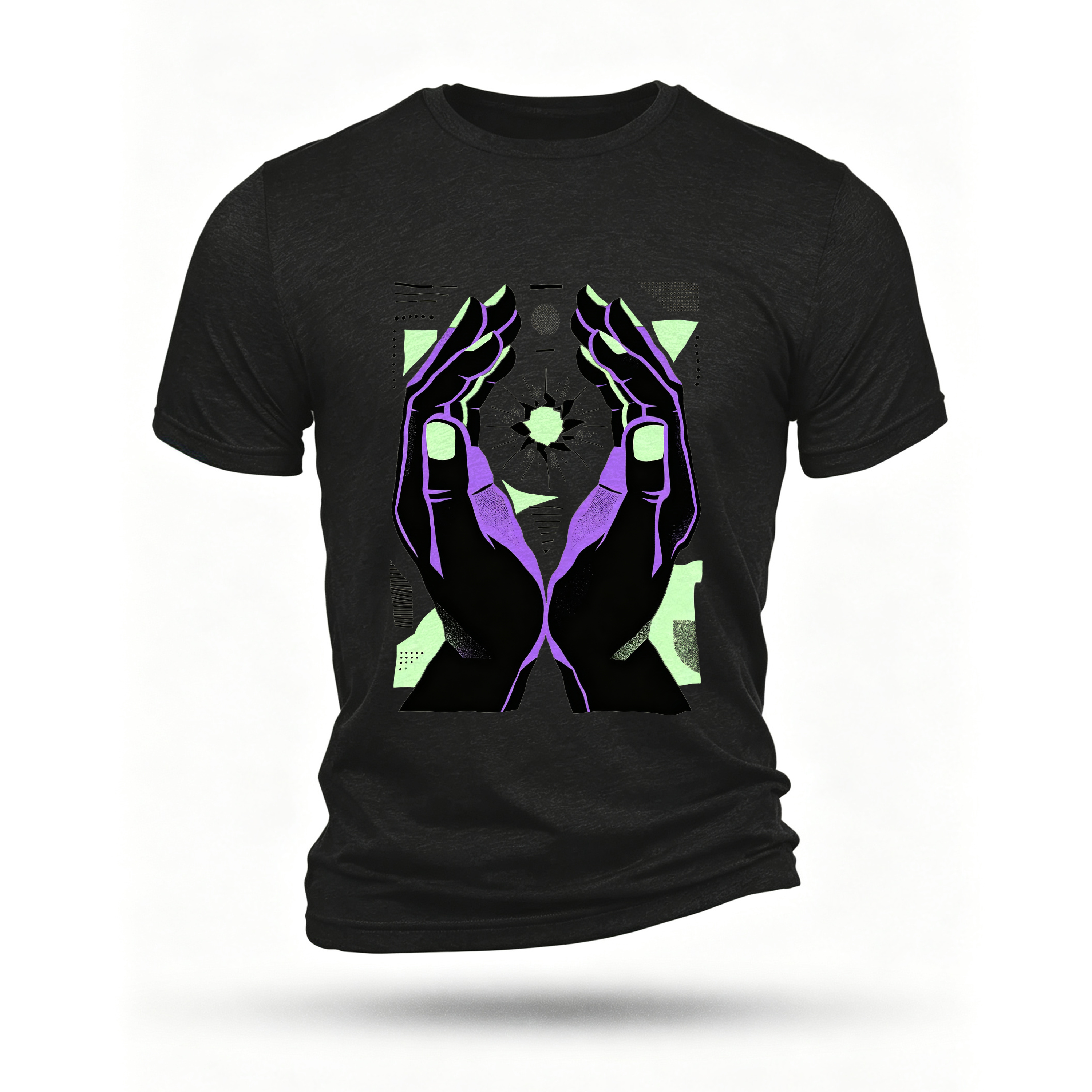 Black T-shirt, front print