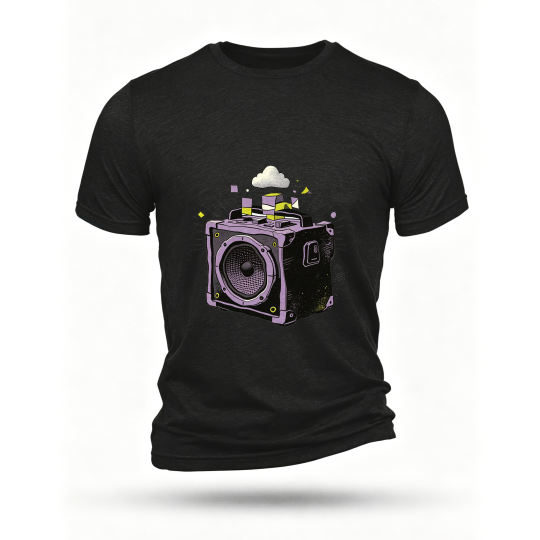 Black T-shirt, front print