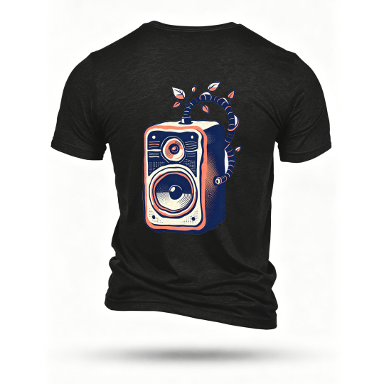 Black T-shirt, back print