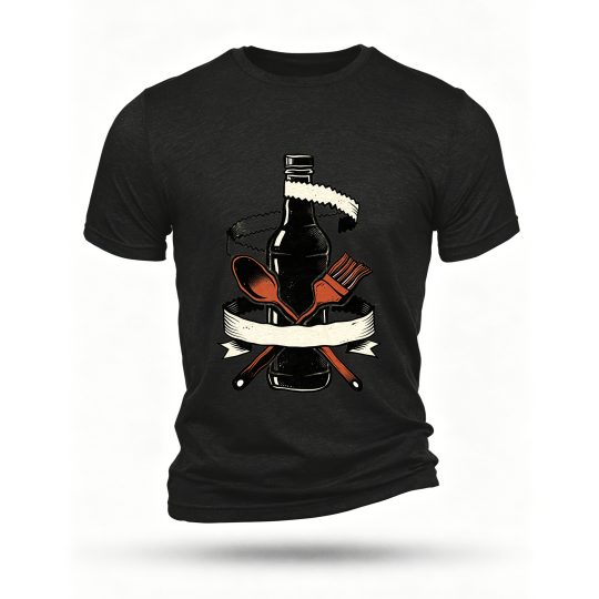Black T-shirt, front print