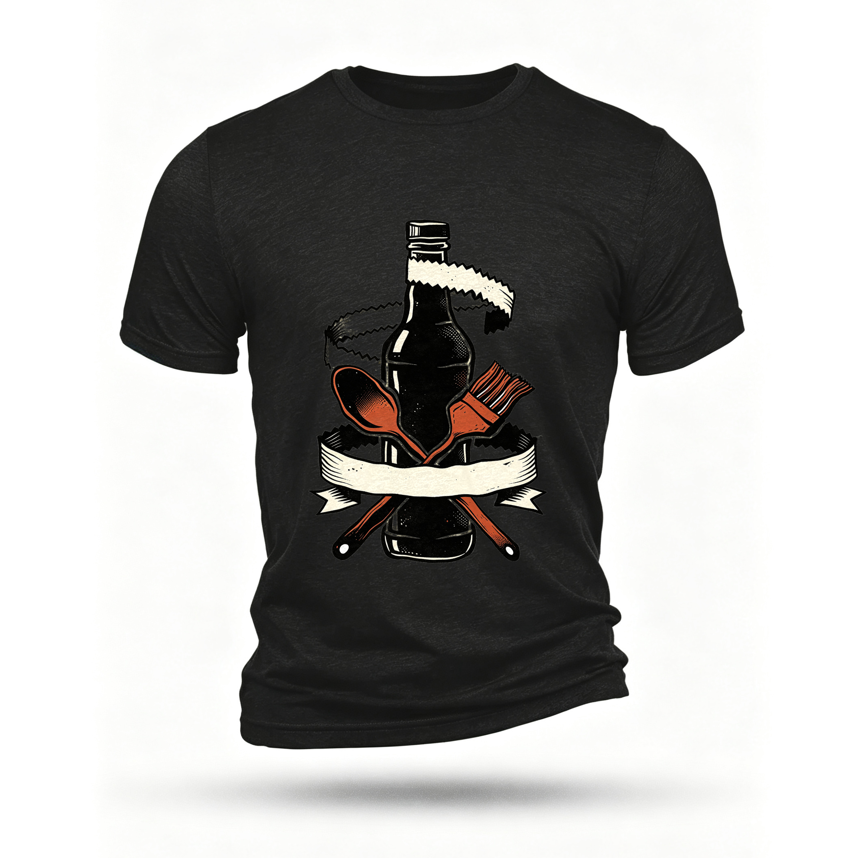 Black T-shirt, front print