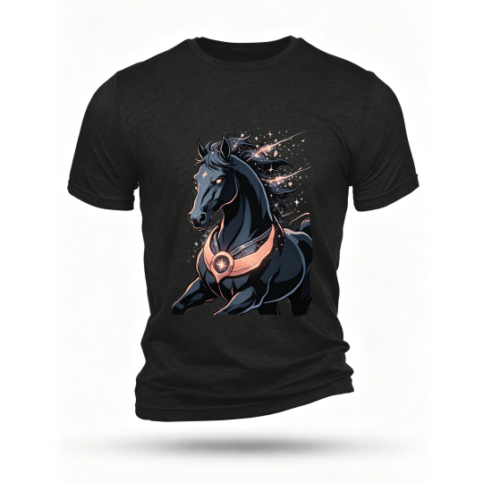 Black T-shirt, front print