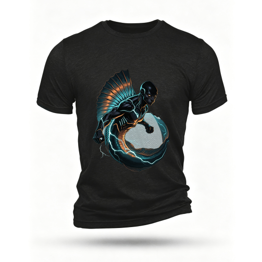 Black T-shirt, front print